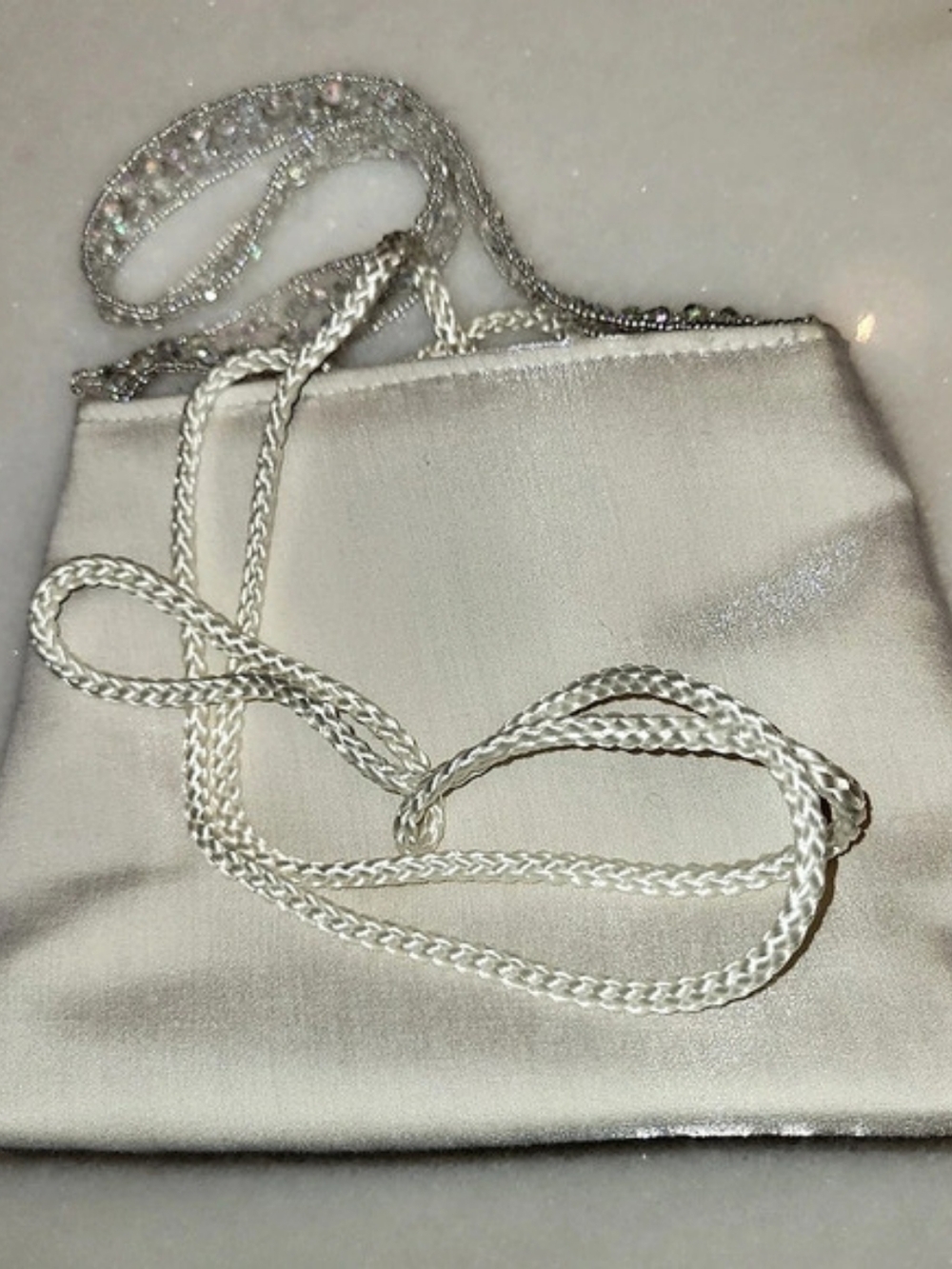 Satan White Bag with Beaded Strap